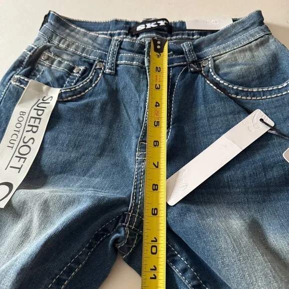 SKY Premium Collection Womens Super Soft Bootcut Blue Jeans Size 7/28 Rhinestone - Picture 5 of 14